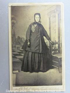 Cartes-de-Visite CDV Antique Cabinet Photo Card - Woman Identified as Mrs. George P Beirne, with Stamp.