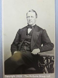 Cartes-de-Visite CDV Antique Cabinet Photo Card - Man Seated at Table -
Photographer C. Cole's Roxbury, Mass. 