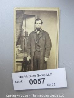 Cartes-de-Visite CDV Antique Cabinet Photo Card - Standing Man with Beard, Photographed by Theo. F. Chase, Providence RI, with Stamp. 