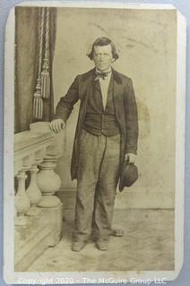 Cartes-de-Visite CDV Antique Cabinet Photo Card - Man Next to Balustrade.