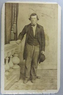 Cartes-de-Visite CDV Antique Cabinet Photo Card - Man Next to Balustrade.