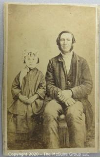 Cartes-de-Visite CDV Antique Cabinet Photo Card - Father and Daughter, From H. H. Freeman, Photographer, Belvidere, Illinois, with Stamp.