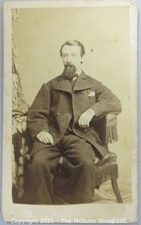 Cartes-de-Visite CDV Antique Cabinet Photo Card - 1848 Seated Man, With Stamp. 