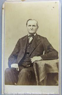 Cartes-de-Visite CDV Antique Cabinet Photo Card  - Seated Man, From D. S. Pierce Photographer Saratoga Springs, NY, With Stamp.  