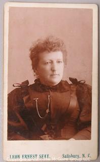 Cartes-de-Visite CDV Antique Cabinet Photo Card - Woman, From Ernest Seay, Salisbury, NC.