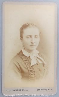 Cartes-de-Visite CDV Antique Cabinet Photo Card - Lady, from T.G. Dimmers Photographic Gallery, Bowery, NY. 