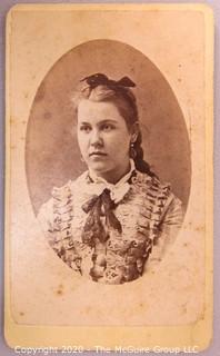 Cartes-de-Visite CDV Antique Cabinet Photo Card - Lady in Ruffle Blouse, From F. Forshew, Hudson NY. 