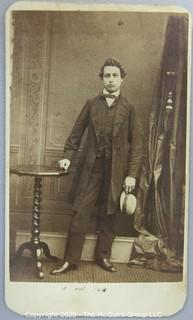 Cartes-de-Visite CDV Antique Cabinet Photo Card - Man Standing Next to Table. 