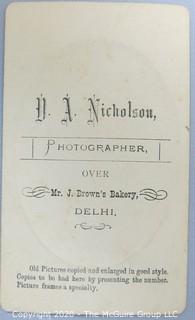 Cartes-de-Visite CDV Antique Cabinet Photo Card - Gentleman, From D.A. Nicholson, Photographer, Mr. J. Brown's Baker, Delhi, 