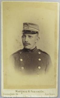 Cartes-de-Visite CDV Antique Cabinet Photo Card - Soldier in Uniform, From Martinus N. Fabiansen, AArhus Denmark. 