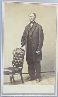 Cartes-de-Visite CDV Antique Cabinet Photo Card - Man with Chair, From P. H. MNcKernon, Saratoga Springs, NY. 