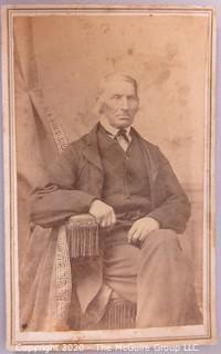 Cartes-de-Visite CDV Antique Cabinet Photo Card - Older Seated Man, From Byron H. Johnson, Art Gallery, Delhi, NY. 