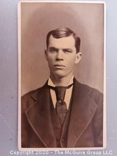 Cartes-de-Visite CDV Antique Cabinet Photo Card - Skinny Man with Large Tie, Photographic Studio of EH McKenney, Biddleford, ME.