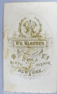 Cartes-de-Visite CDV Antique Cabinet Photo Card - Man, Photographer, Wm. Klauser, New York. 