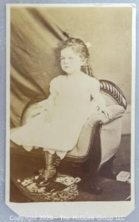 Cartes-de-Visite CDV Antique Cabinet Photo Card - Young Girl in White with Tinted Cheeks, Photographer Wm. W. Seeler Philadelphia, PA. 