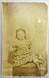 Cartes-de-Visite CDV Antique Cabinet Photo Card - Young Girl in Plaid Dress, Photographer JB Alexander, East Birmingham, PA.