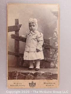 Cartes-de-Visite CDV Antique Cabinet Photo Card - Little Girl in White Hood, Photographer, H Lill, Mannheim.