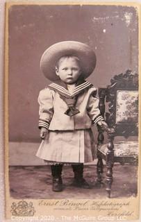 Cartes-de-Visite CDV Antique Cabinet Photo Card - Baby Girl in Sailor Suit, Photographer Ernst Bingel.