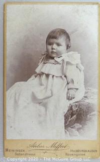 Cartes-de-Visite CDV Antique Cabinet Photo Card - Baby in Christening Gown, Photographer Atelier Meffert, Berlin.