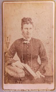 Cartes-de-Visite CDV Antique Cabinet Photo Card - Woman with Book, 1880 Photographer Frank Robbins, Oil City, PA. 