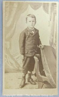 Cartes-de-Visite CDV Antique Cabinet Photo Card - Young Boy Identified as Frank Strayer, Dr. Dellinger's Uncle, Photographer Star Gallery York, PA. 