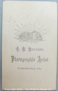 Cartes-de-Visite CDV Antique Cabinet Photo Card - Child on Stool, Photographer JK Bottorf, Clearfield, PA. 