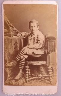 Cartes-de-Visite CDV Antique Cabinet Photo Card - Boy at Table, Photographer Otto Reitmayer, Munich. 