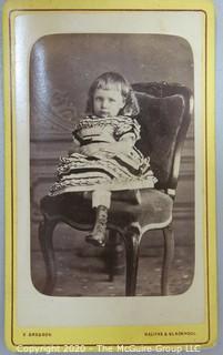 Cartes-de-Visite CDV Antique Cabinet Photo Card - Young Girl, Photographer E. Gregson, Halifax