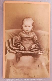 Cartes-de-Visite CDV Antique Cabinet Photo Card - Girl in Plaid Dress, Photographer Bedell & Tweedy, Poughkeepsie, NY.