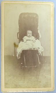 Cartes-de-Visite CDV Antique Cabinet Photo Card - Baby in Carriage, Photographer LW Culver, Fairbury, Nebraska.