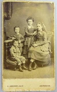 Cartes-de-Visite CDV Antique Cabinet Photo Card - Group of 4 Children, Photographer A. Greiner, Amsterdam.