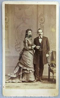 Cartes-de-Visite CDV Antique Cabinet Photo Card - Husband & Wife, Damaged, Photographer CH Howland, Cincinnati, Ohio.