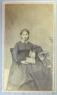 Cartes-de-Visite CDV Antique Cabinet Photo Card - Woman with Book. 