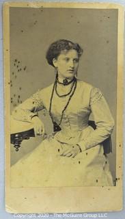 Cartes-de-Visite CDV Antique Cabinet Photo Card - Woman in White, Photographer Henry Ulke & Bro., Washington, DC.