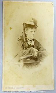 Cartes-de-Visite CDV Antique Cabinet Photo Card - Woman in Hat, Identified on Back, Photographer De Jongh, Lausanne. 