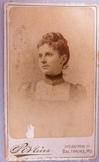 Cartes-de-Visite CDV Antique Cabinet Photo Card - Woman, Photographer Perkins, Baltimore, MD.