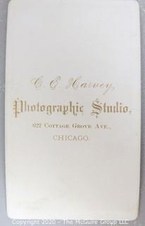 Cartes-de-Visite CDV Antique Cabinet Photo Card 
Woman, Photographer C.E. Harvey, Chicago Ill.