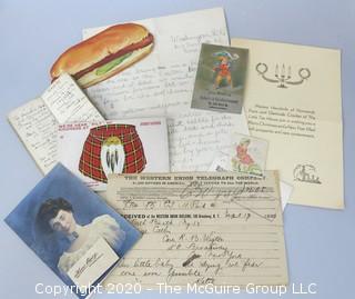 Group of Ephemera. Includes Telegram, Railway Ticket, Postcard & Letter to Santa.