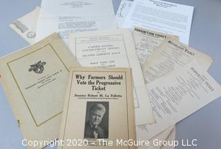 Group of Ephemera Including Letters and Political Items.