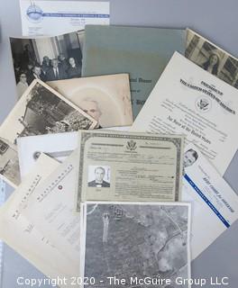 Group of Ephemera. Includes Certificate of Naturalization, Personal Correspondence, Air Force Certificate & Photos. 