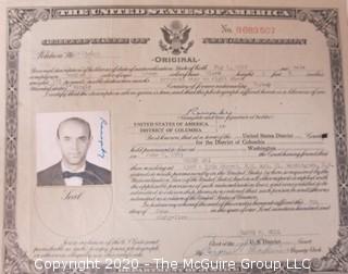 Group of Ephemera. Includes Certificate of Naturalization, Personal Correspondence, Air Force Certificate & Photos. 