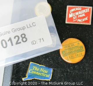 Group of Pins; Includes Military and Railroad Pins and Awards. 