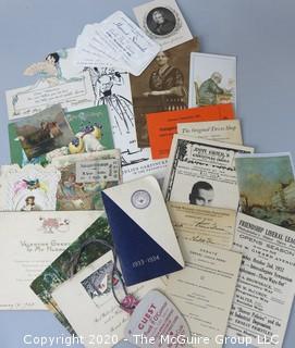 Group of Miscellaneous Ephemera; Includes Postcards, Programs, Tickets & Photos. 