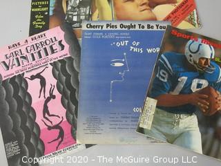 Vintage Photography and Sports Magazines, Sheet Music and Photos. 