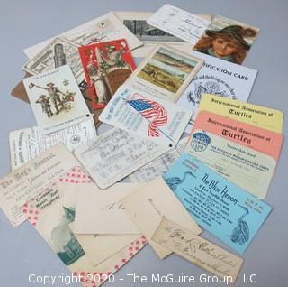 Group of Ephemera Including Boy Scout Cards, Membership Cards & Postcards.