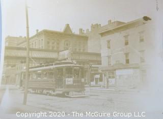 Set of 4 Black and White Photos of Chicago; Includes L Train, Trolley, Boats, Jackson Park and Drawbridge.  