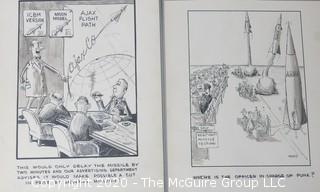 Two Vintage Military Cartoons by Marts. Measures approximately 11" x 14".