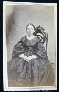 Cartes-de-Visite CDV Antique Cabinet Photo Card - Woman Sitting in Chair, With Two Stamps. 