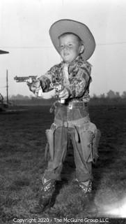 3 3/4 x 4 3/4" Film Negative Young boy in cowboy outfit