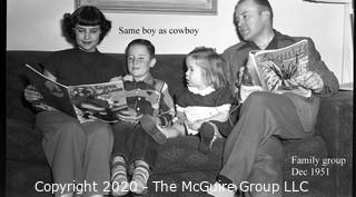 3 3/4 x 4 3/4" Film Negative Historical: Americana; Family on sofa